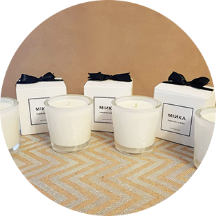 Photo showing group of MINKA candles